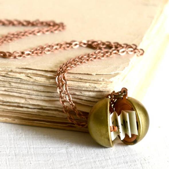 Red Truck Designs - Wholesale Locket Necklace - Brass Round Secret Message Locket Pendant 22 inches0