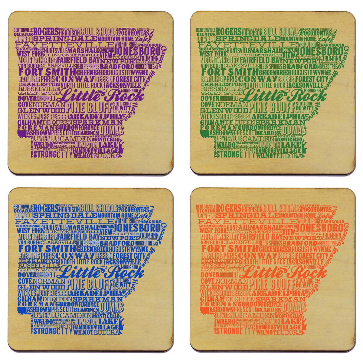 Torched Products - Wholesale Coasters - State Typography Coaster- Set of 44