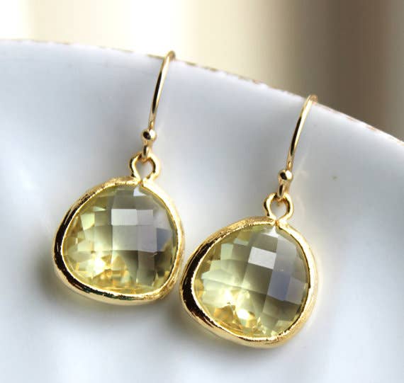 Laalee Jewelry - Wholesale Dangle Earrings - Citrine Earrings Gold