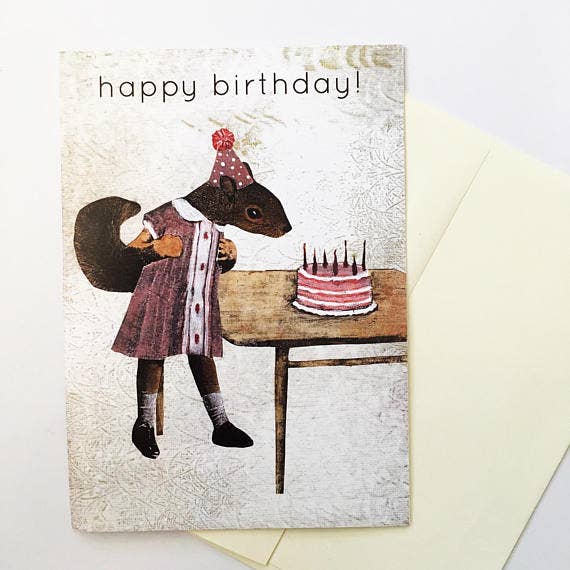 Squirrel Birthday Card for wholesale by Pergamo Paper Goods