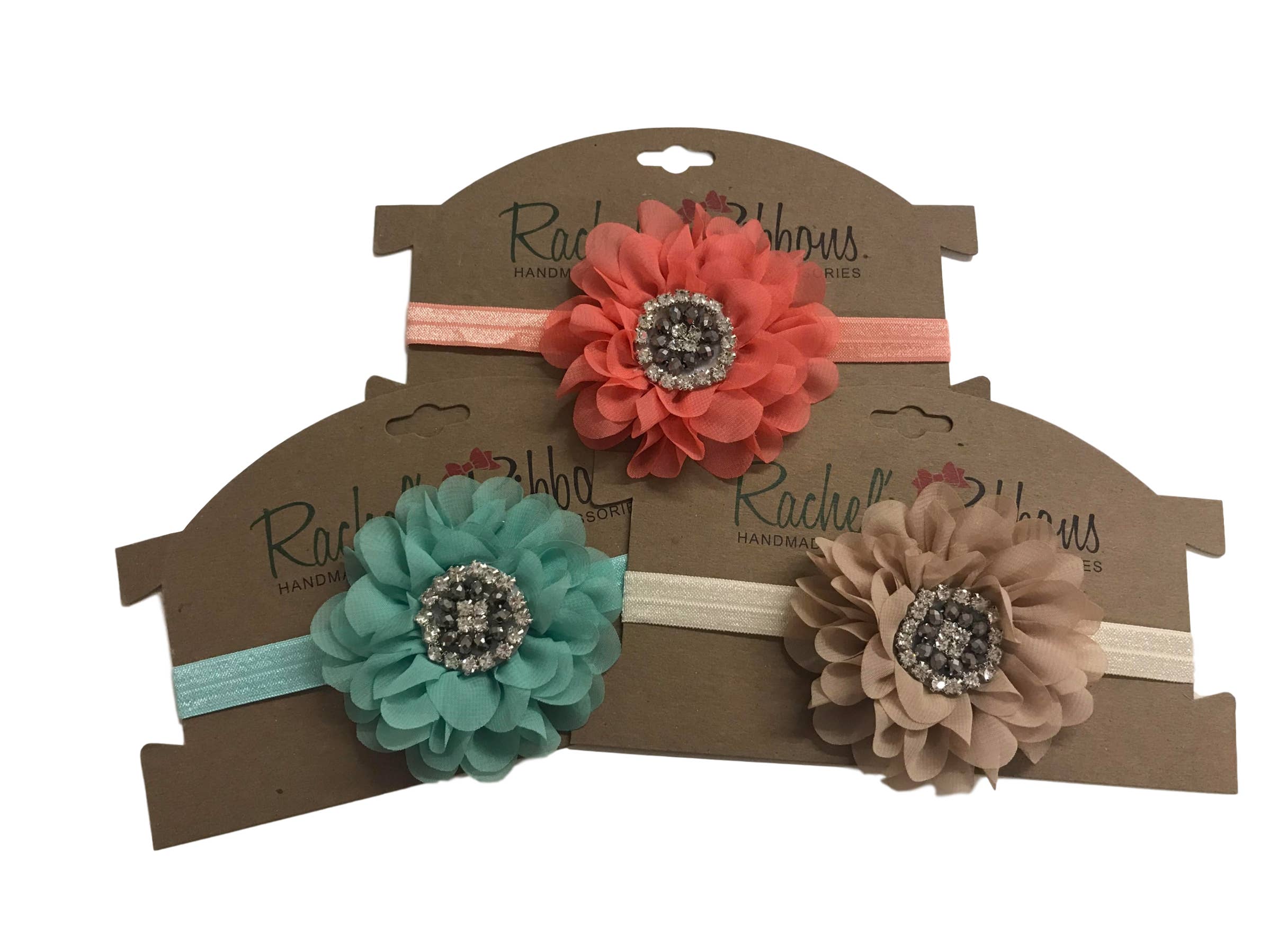 Rachel's Ribbons - Wholesale Fashion Headband - Kids - Jeweled Peony on Satin Stretch Headband
