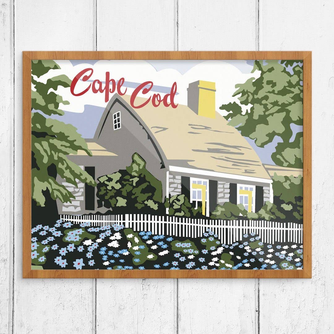 Fridgedoor - Wholesale Art Print - 11'' x 14'' Paint By Number Style Cape Cod Cottage Print0