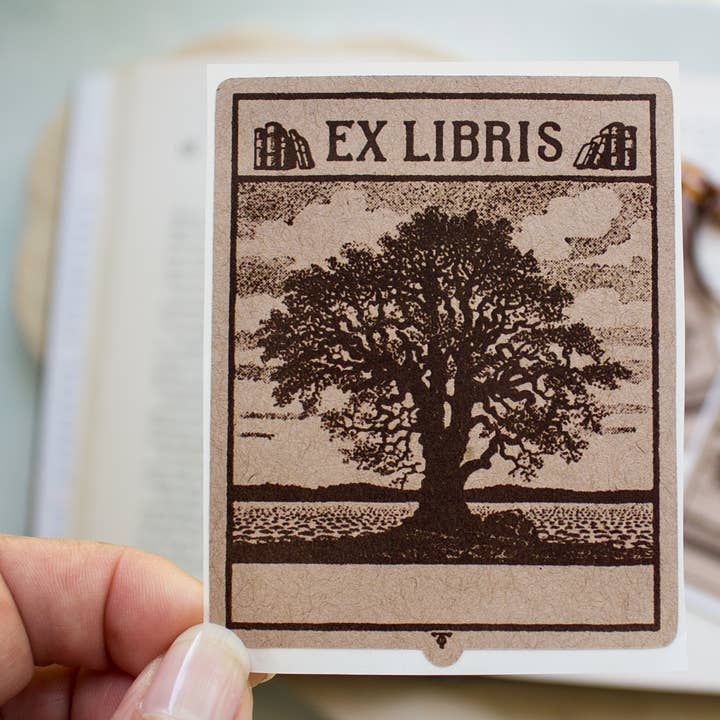 Autocollants Ex-libris en Chêne Sépia pour la vente par Sunshine and Ravioli