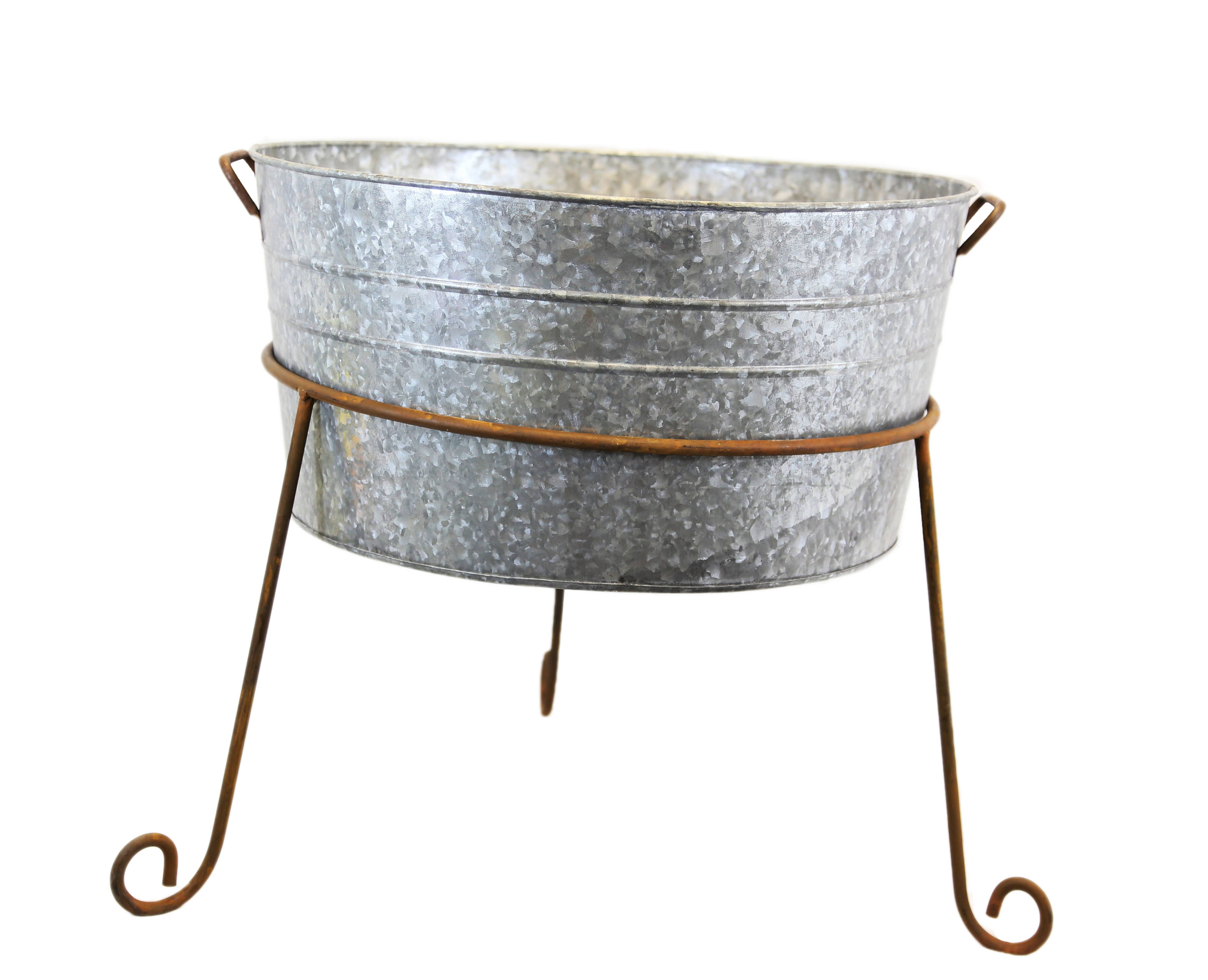 Home Kreation by KK dba Kraft Klub – wholesale Spannar och hinkar – ZINK TENN RD TVÄTT BADKAR W/STATIV0