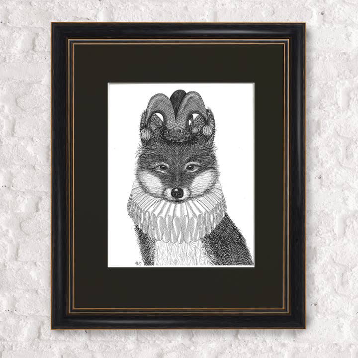 Fox Gooseberry Fool, Portret, Pen & Ink Ltd Ed ingelijste print voor wholesale door FabFunky Ltd