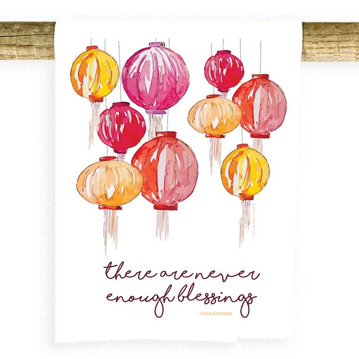 Never Enough Blessings Lanterns Towel for wholesale by Potluck Press