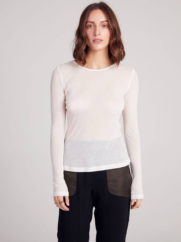 Long Sleeve Tee Core Rib - White for wholesale by A.Lynn