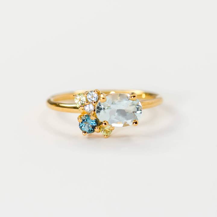 Hayden Aquamarine Cluster Band - Vermeil for wholesale by Minette