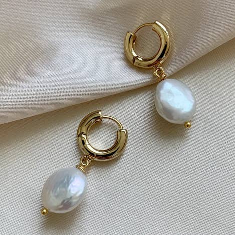 PEARL HOOP EARRINGS – 12 for wholesale by FALA