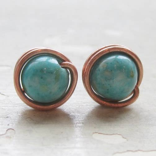 Turquoise Copper Stud Earrings for wholesale by Contempo Jewelry