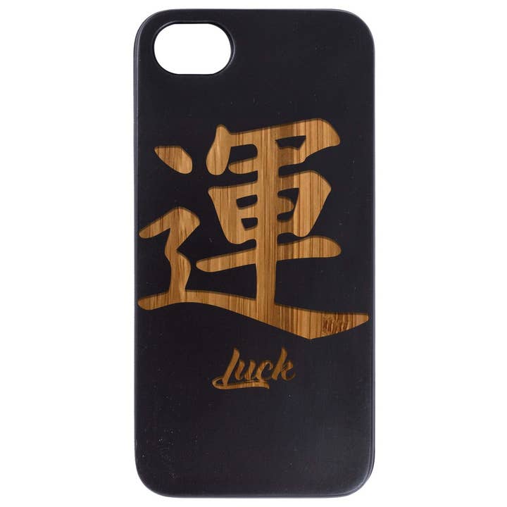 Black Coated Bamboo Wood - Japanese Luck Kanji Engraved for wholesale by OTTO CASE