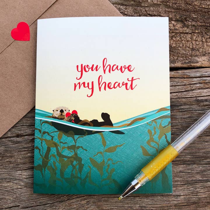 Modern Printed Matter - Wholesale Valentine's Day Card - You Have My Heart Sea Otter Love Card1