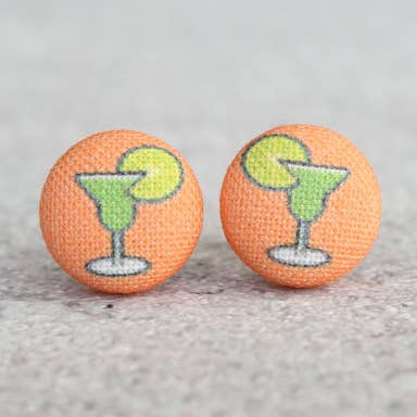 Margarita Fabric Button Earrings for wholesale by Rachel O's