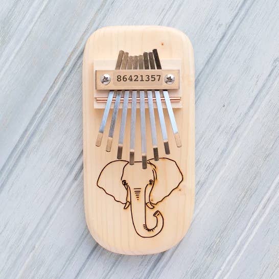 Elephant Engraved Thumb Piano for wholesale by Mountain Melodies LLC
