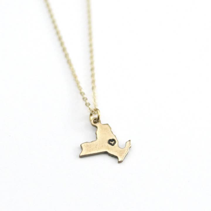 New York - Custom State Heart Necklace for wholesale by Peachtree Lane Co.