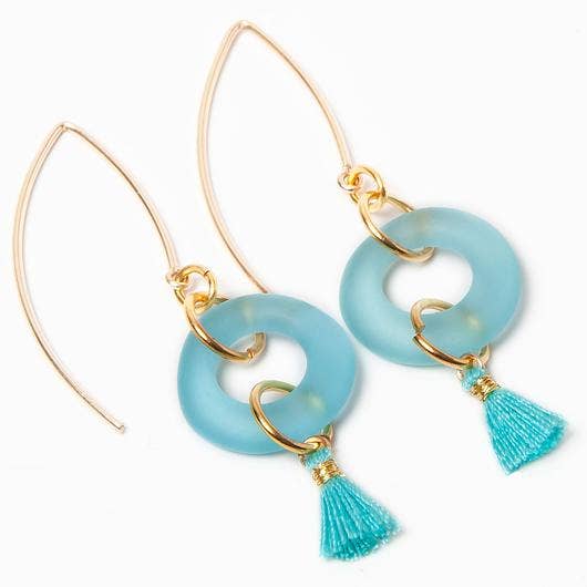 Smart Glass Recycled Jewelry - Vendita all'ingrosso Orecchini pendenti - ORECCHINI MINI NAPPINE AQUA | Orecchini estivi3