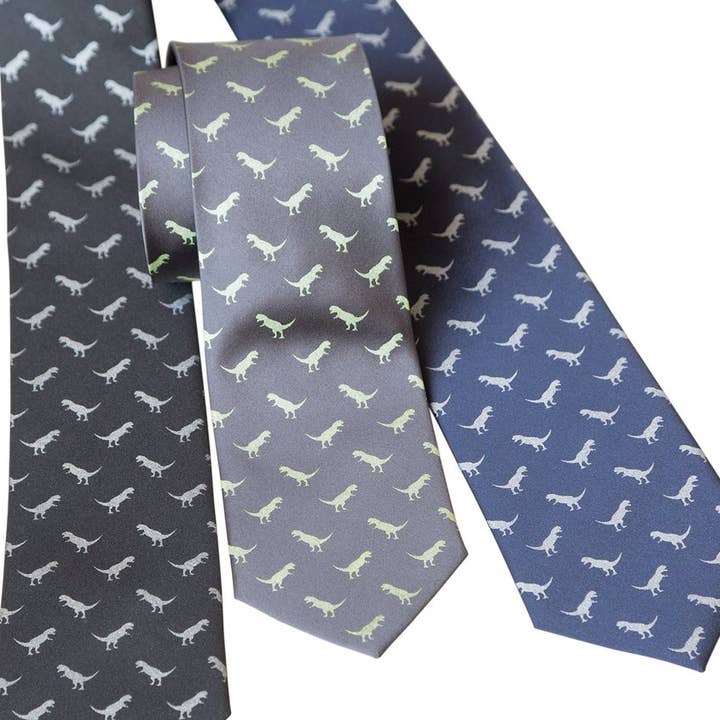 Cyberoptix Tie Lab - Wholesale Necktie - Men's - T-Rex Print Necktie, Tiny Tyrannosaurus Dinosaur Tie3