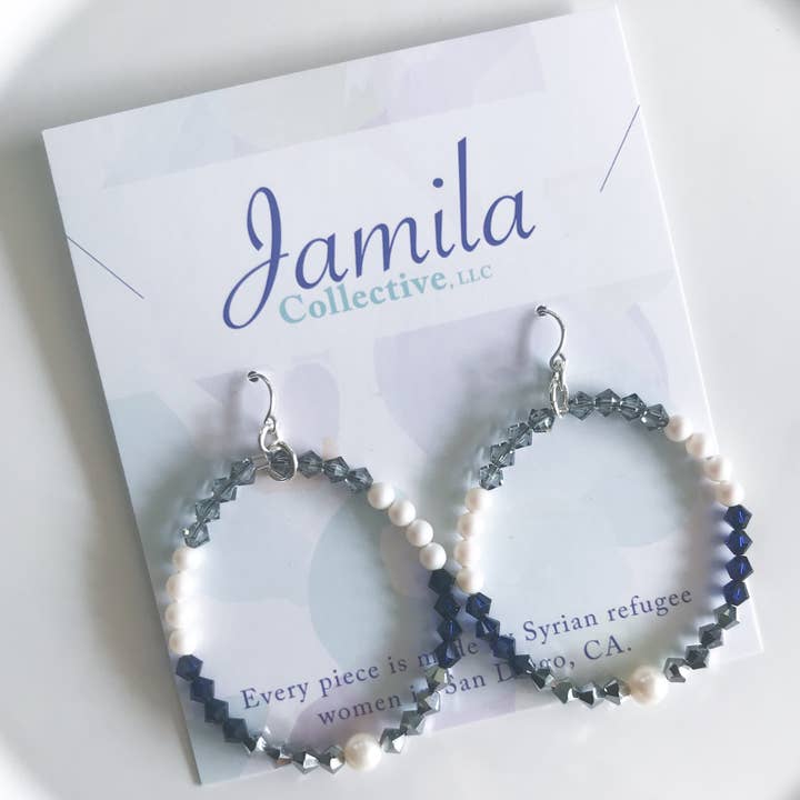 Jamila Collective, LLC - Wholesale Dangle Earrings - Salam Hoop Earrings - Neutrals