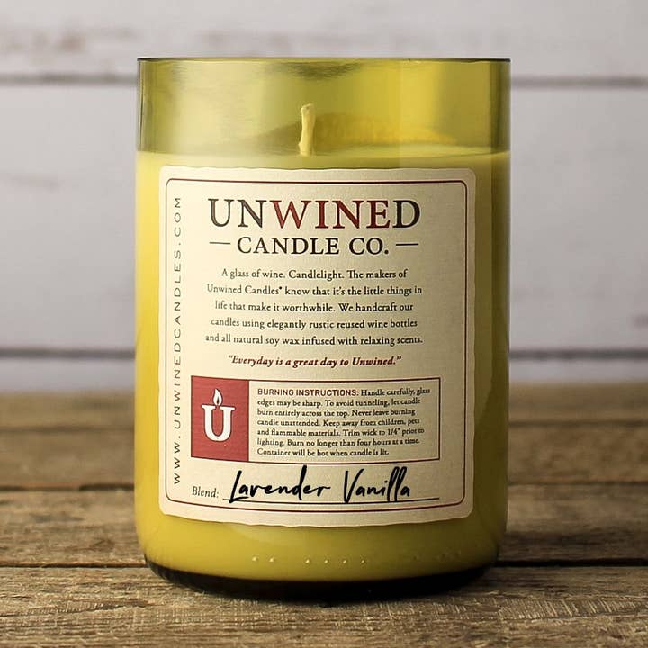 Lavender Vanilla Signature Series - Wine Bottle Candle for wholesale by Unwined Candles