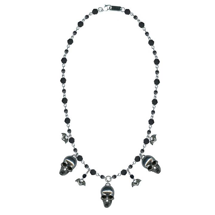 Classic Hardware - Wholesale Pendant/Charm Necklace - Rockware Skull & Bats Necklace