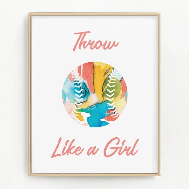 Throw Like A Girl Softball Art Print for wholesale by Flip The Script Studios