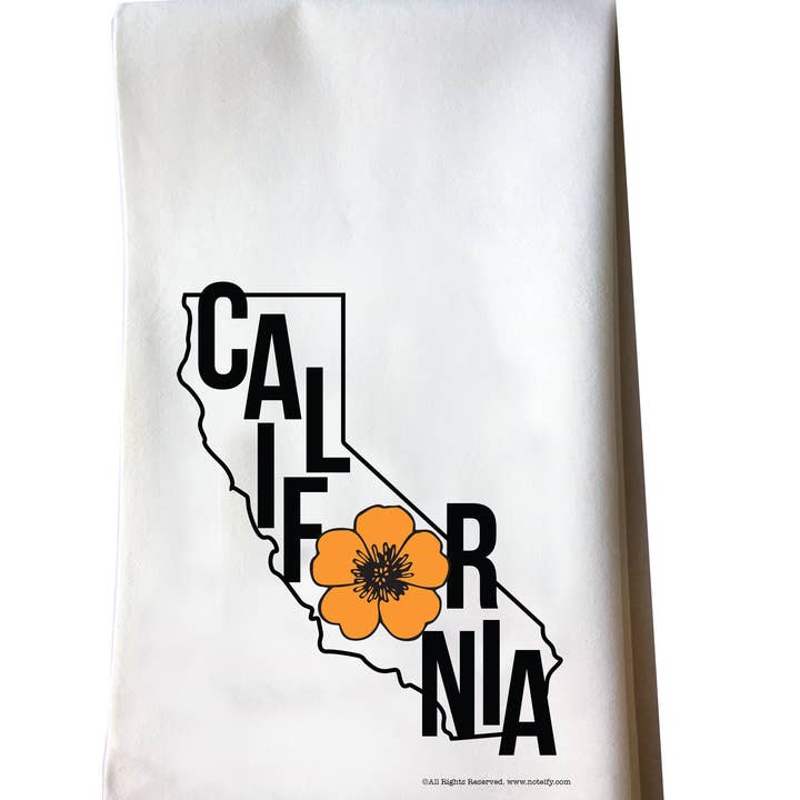 California Poppy cotton flour sack tea towel for wholesale by noteify