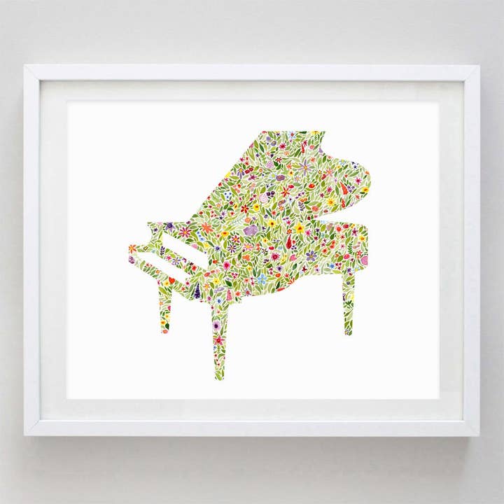 Piano Floral Watercolor Print for wholesale by Carly Rae Studio