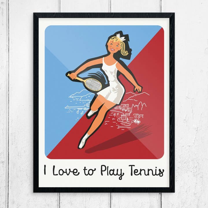 Fridgedoor - Wholesale Art Print - 11'' x 14'' I Love to Play Tennis Vintage Style Tennis Print0