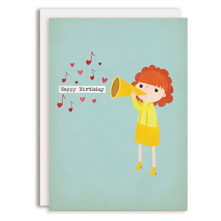 Little Red Head Girl Geburtstagslied Grußkarte für den Großhandel von Rosy Designs