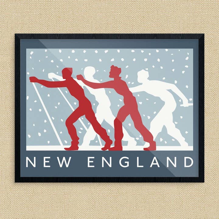 5'' x 7'' New England Cross Country Skiers Greeting Card for wholesale by Fridgedoor