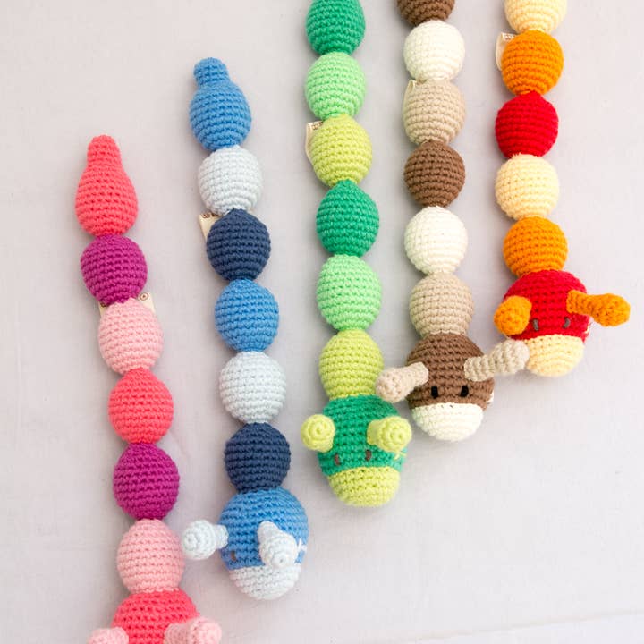 Richard The Caterpillar, chocalho de algodão orgânico por atacado de BEBEMOSS, LLC