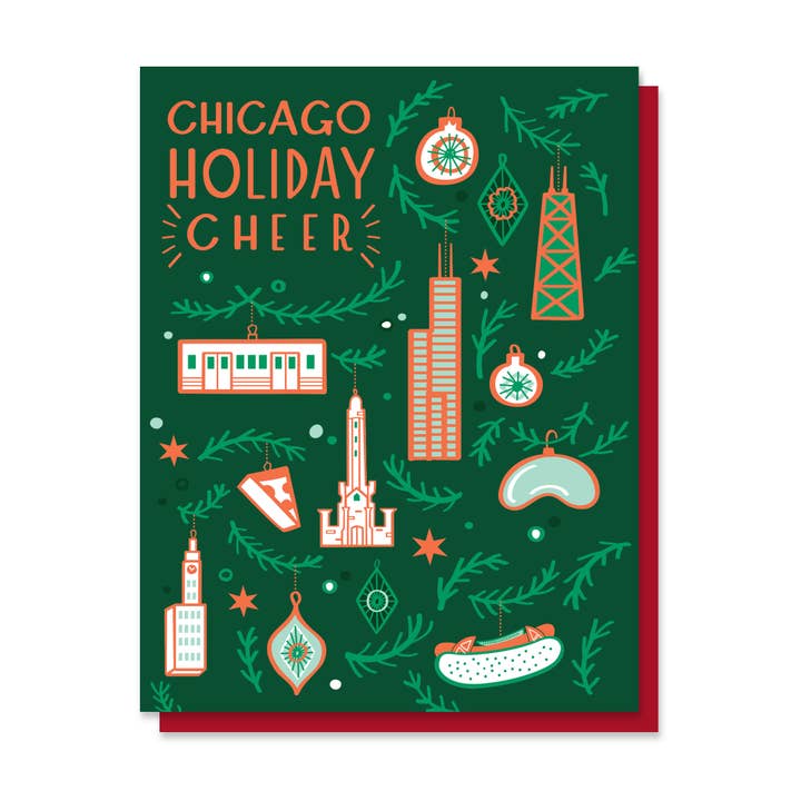 Paper Parasol Press - Wholesale Season's Greetings Card - Chicago Ornaments Holiday Christmas Card