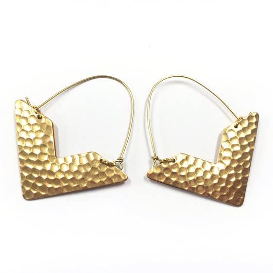 Golden Arrows Brass Hoop Earrings for wholesale by Odyssey & Oddities