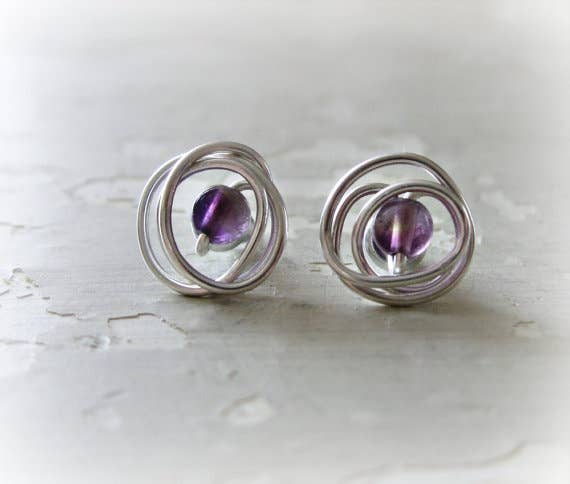 Contempo Jewelry - Vente Clous d'oreille - Boucle d'oreille à tige en améthyste et argent sterling2