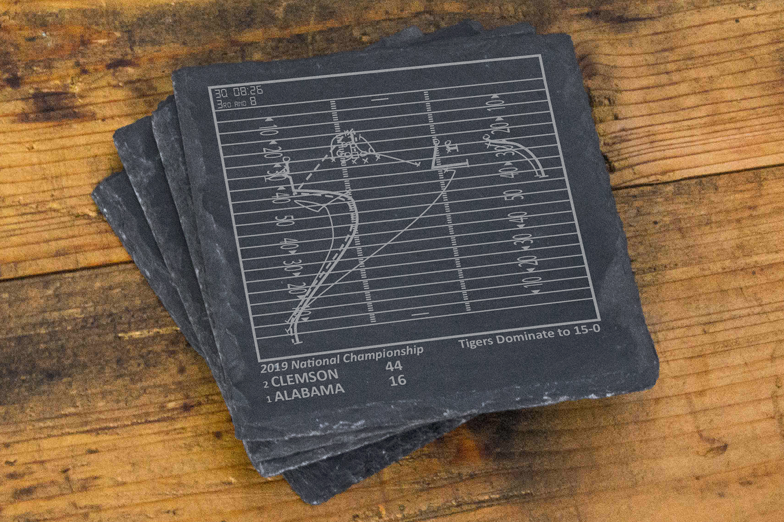 Playbook Products - Wholesale Onderzetters - Beste Clemson-voetbalwedstrijden: Slate Coasters (set van 4)0