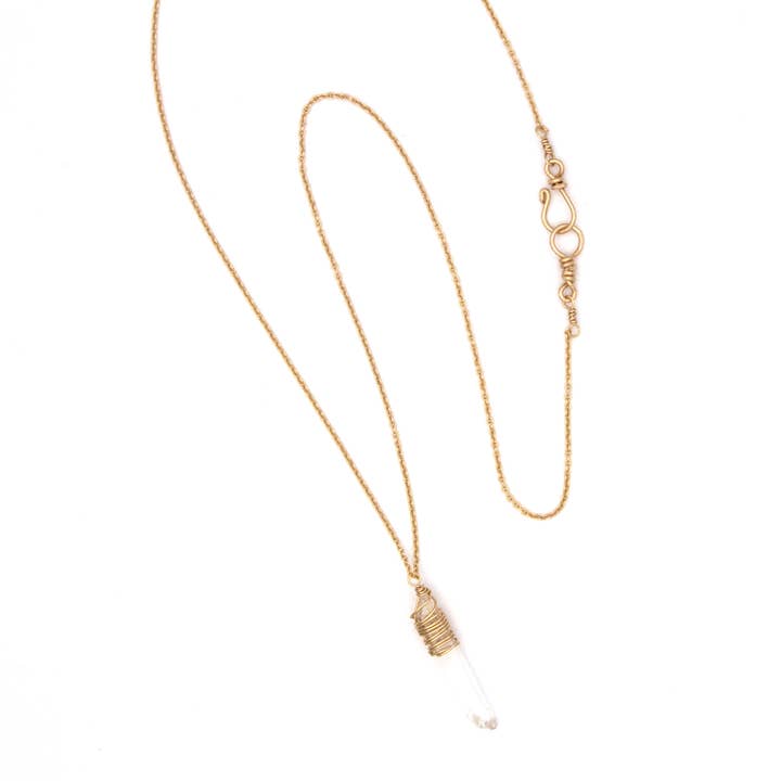 Crystal and Gold - Wholesale Pendant/Charm Necklace - Lemurian Quartz Crystal Necklace3