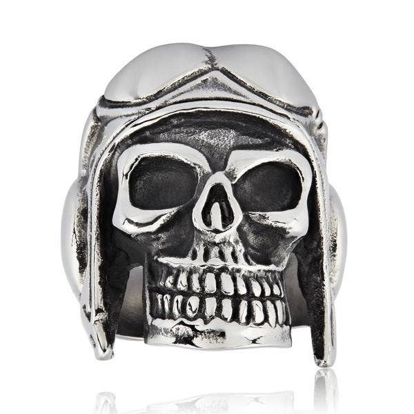West Coast Jewelry - Wholesale Signet Ring - Men's Antiqued Finish Aviator Skull Ring0