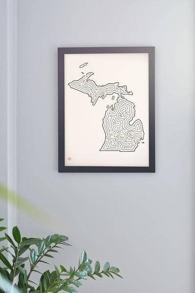 Imaginary Animal – Großhandel Kunstdruck – 14" x 18" Michigan State Labyrinth Druck2