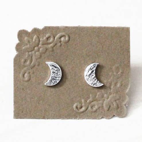 Crescent Moon Stud Earrings for wholesale by Ivy & Gold Handcraft