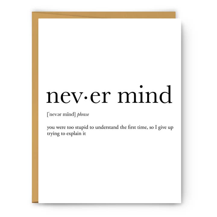 Never Mind Definition - Everyday Card for wholesale by Footnotes