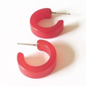 Cherry Red Moonglow Hugger Hoop Earrings for wholesale by Leetie Lovendale
