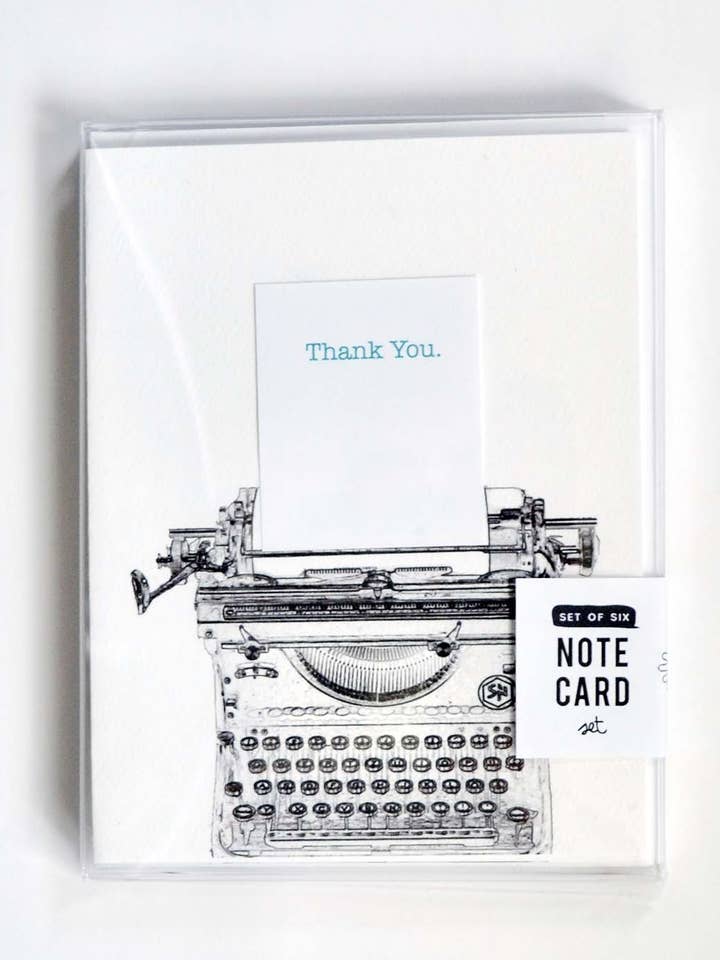 Schreibmaschine Danke Notecard Set für den Großhandel von Cracked Designs