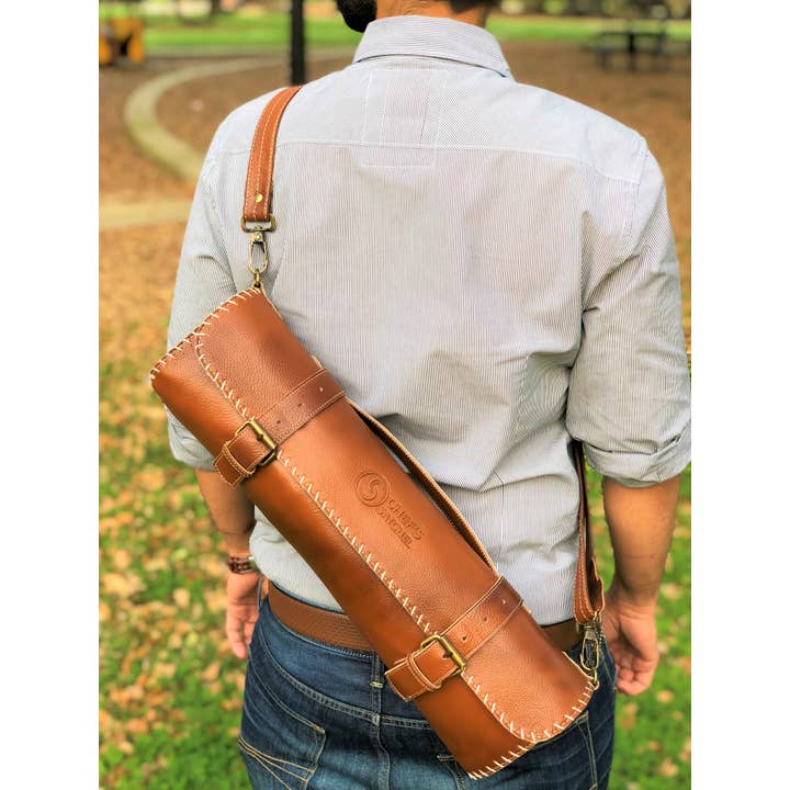 Handgemaakte leren mes rol voor wholesale door Chef's Satchel