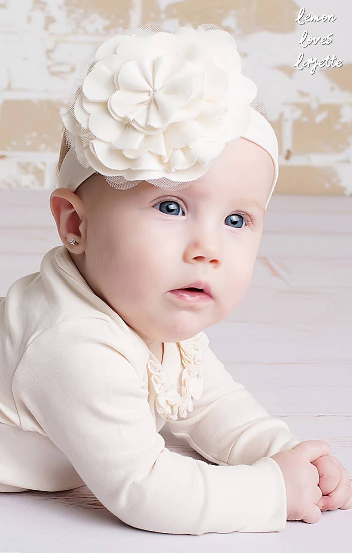Lemon Loves Lime - Wholesale Fashion Headband - Baby - LAYETTE BASIC-Eggnog Lily Pad Headband2