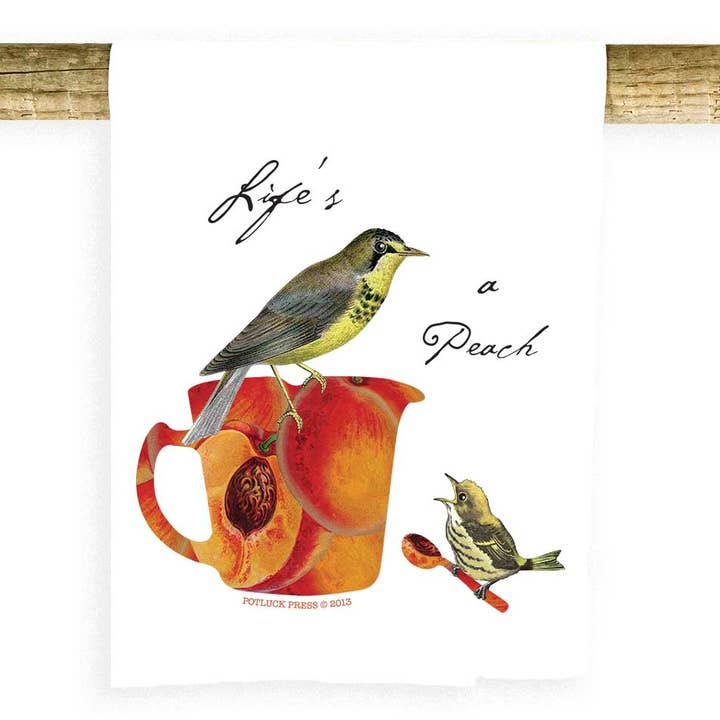 Peach Cup Flour Sack Towel for wholesale by Potluck Press