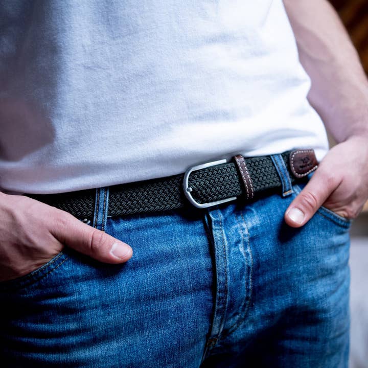 BILLYBELT - Wholesale Belt – Men's - Black licorice elastic braided belt3