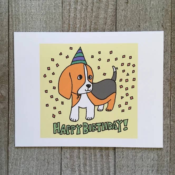 Beagle verjaardagskaart voor wholesale door Ink Delights