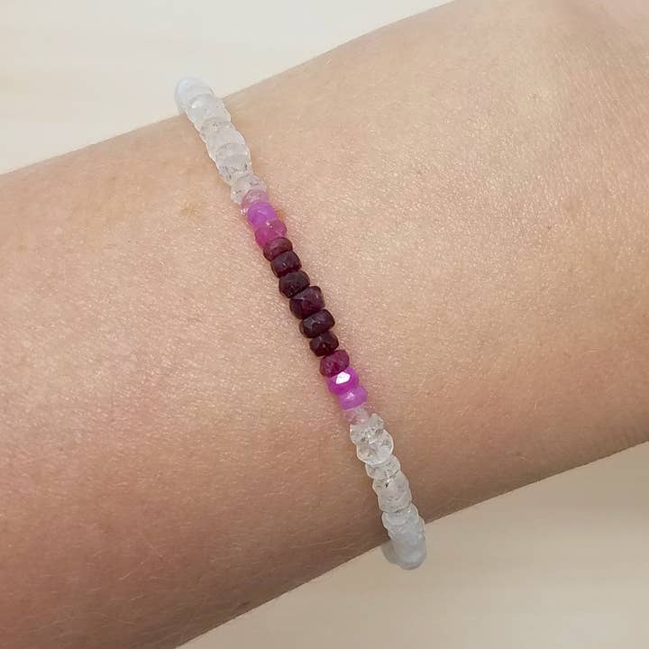 Ombre Ruby Moonstone Beaded Bracelet for wholesale by MissElenious Jewelry