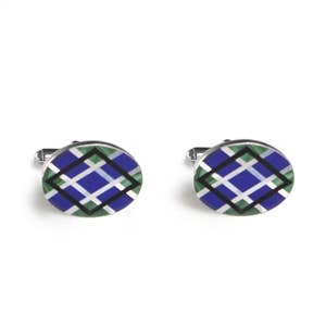 Ovale geruite inleg manchetknopen voor wholesale door Great Falls Jewelry