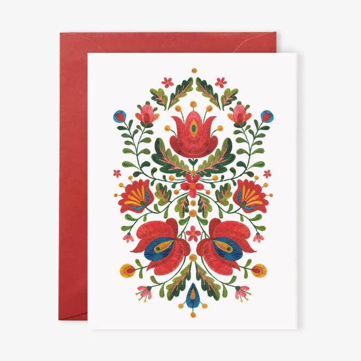 FOLK EMBROIDERY | greeting card for wholesale by Botanica Paper Co.